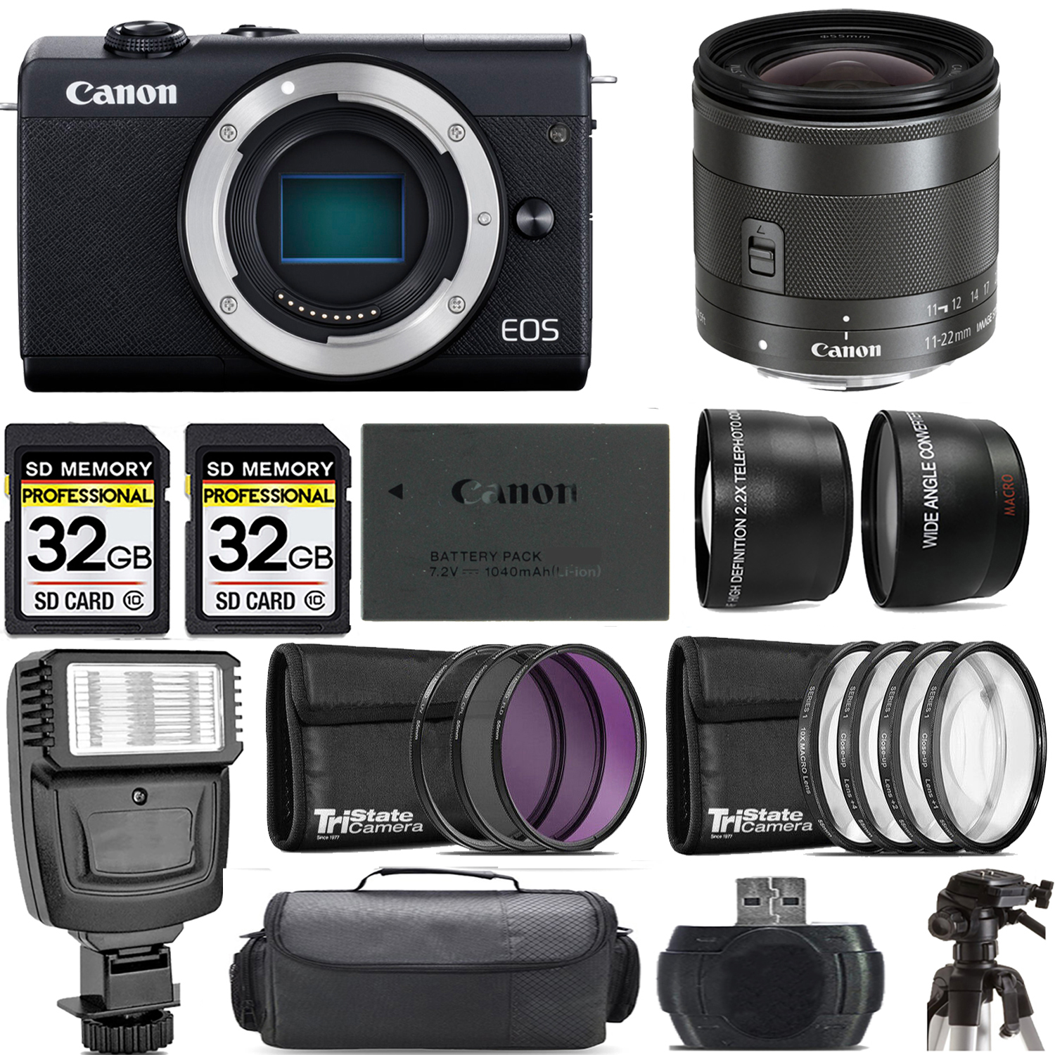 EOS M200  Camera (Black) + 11-22mm f/4-5.6 IS STM Lens + Flash - Kit *FREE SHIPPING*