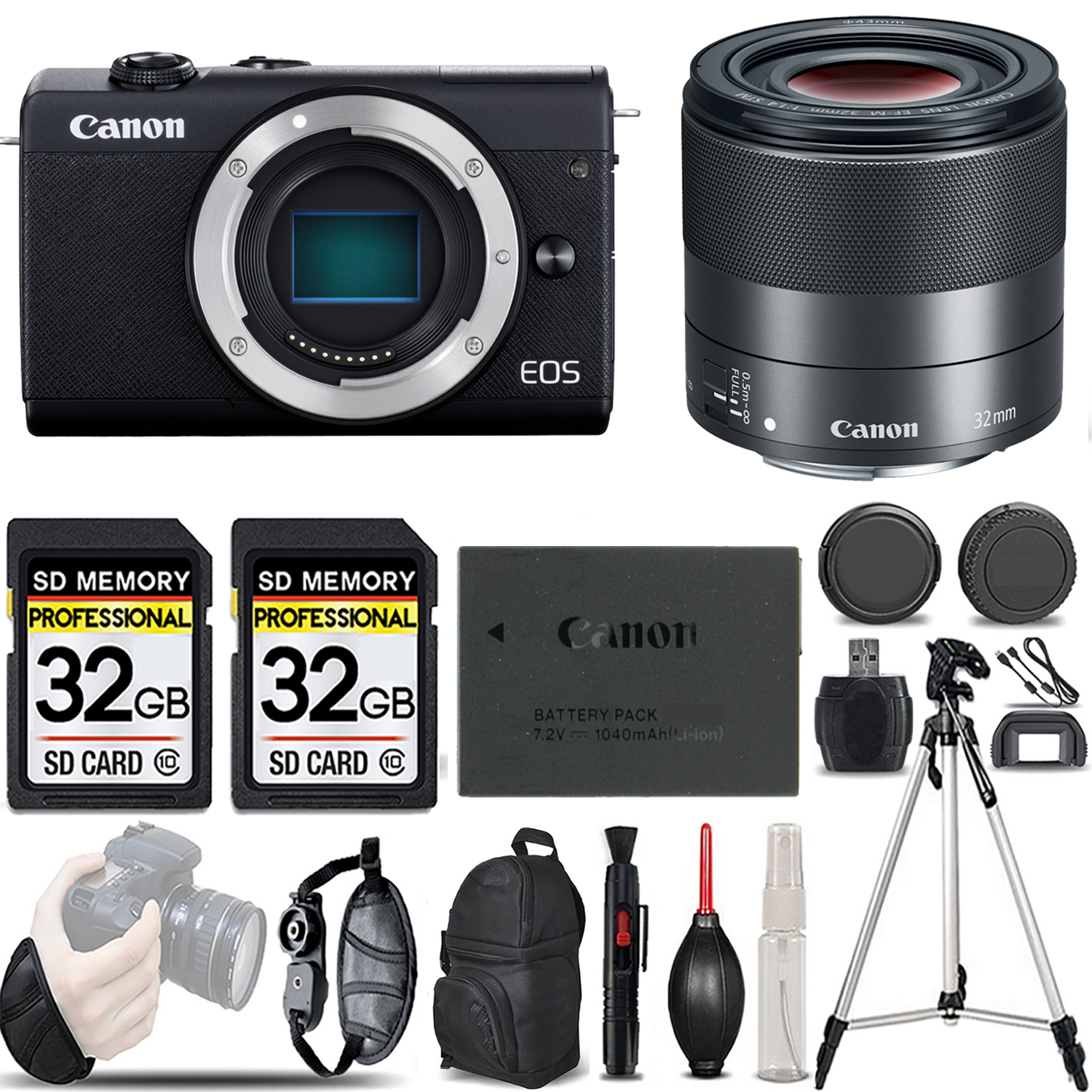 EOS M200  Camera (Black) + 32mm f/1.4 STM Lens - LOADED KIT *FREE SHIPPING*