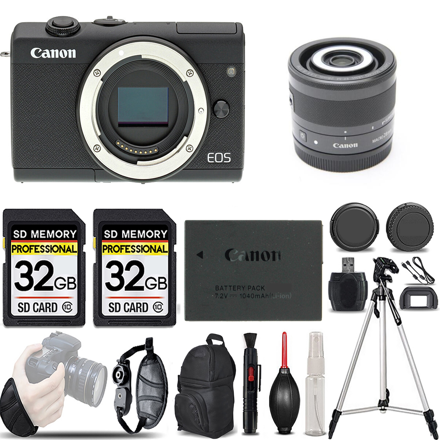 EOS M200  Camera (Black) + 28mm f/3.5 Macro IS STM Lens - LOADED KIT *FREE SHIPPING*