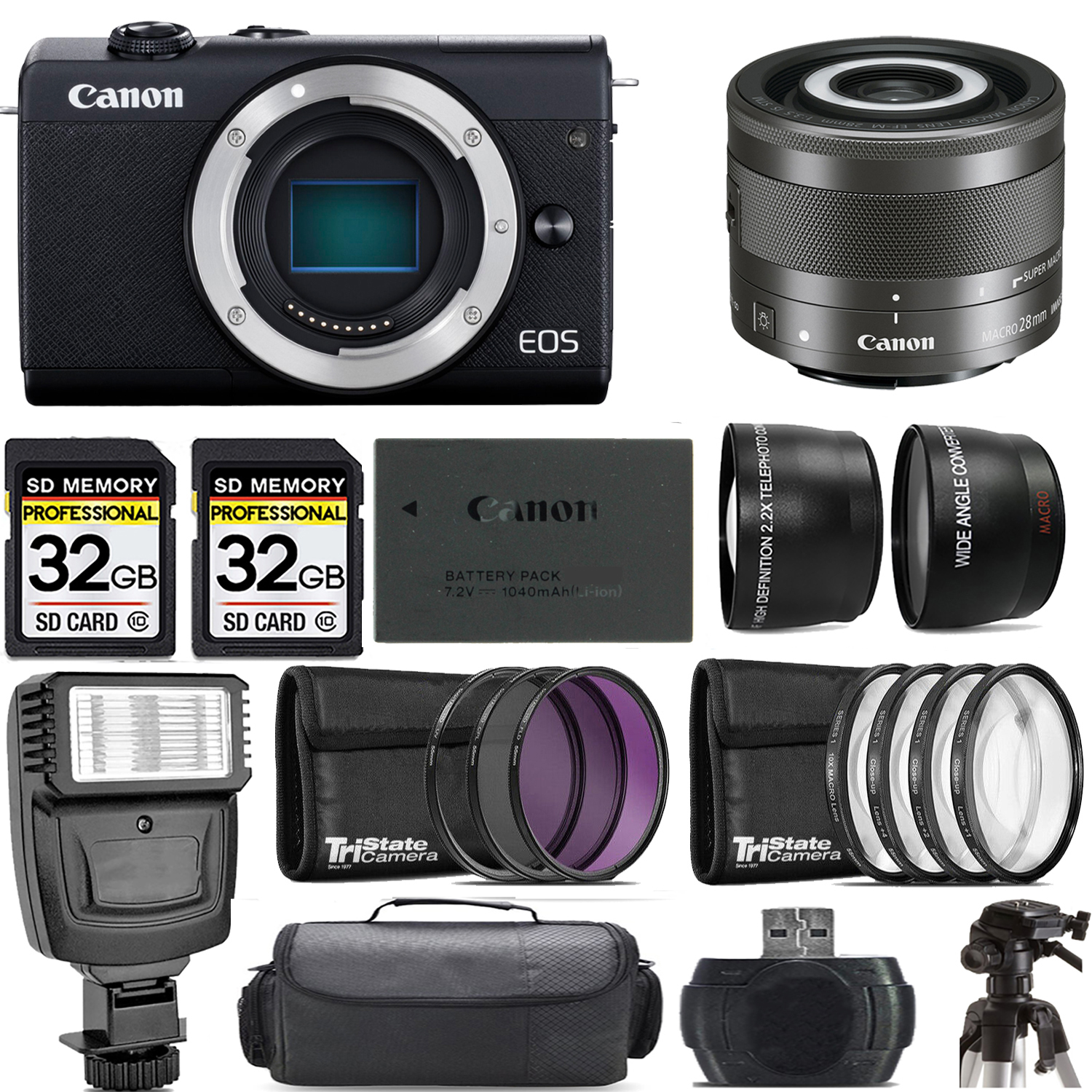 EOS M200  Camera (Black) + 28mm f/3.5 Macro IS STM Lens + Flash - Kit *FREE SHIPPING*