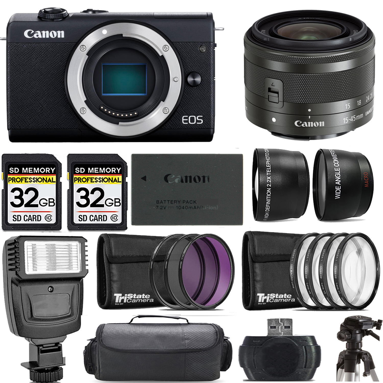 EOS M200  Camera (Black) + 15-45mm IS STM Lens (Graphite) + Flash - Kit *FREE SHIPPING*