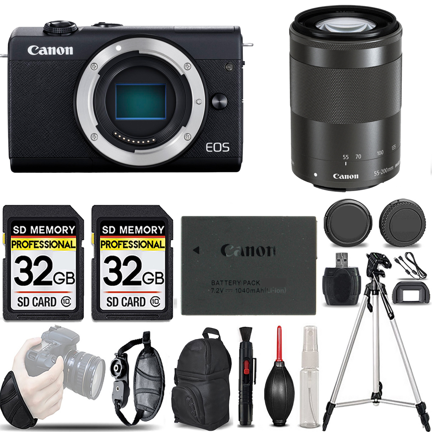 EOS M200  Camera (Black) + 55-200mm f/4.5-6.3 IS STM Lens (Black) - LOADED KIT *FREE SHIPPING*