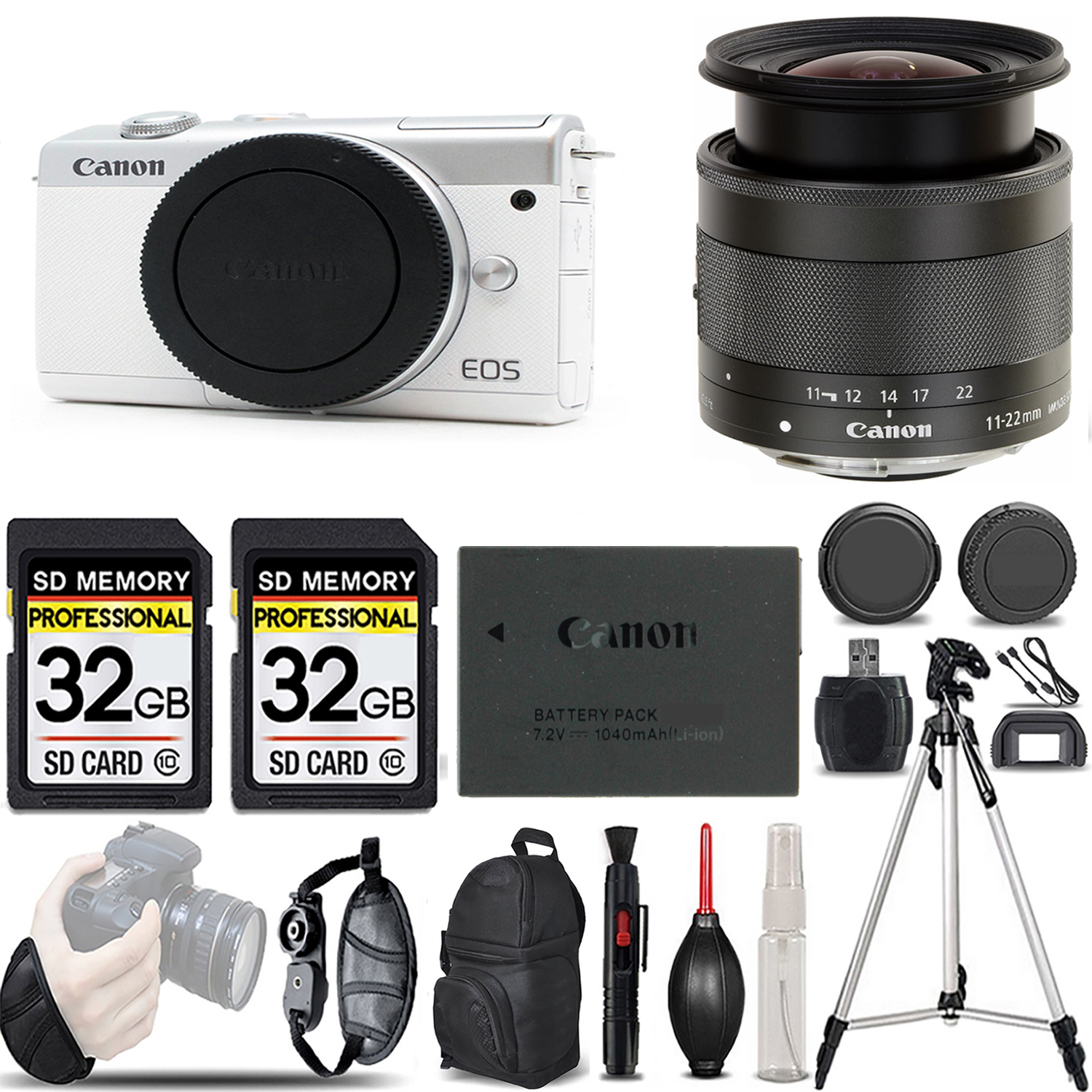 EOS M200  Camera (White) + 11-22mm f/4-5.6 IS STM Lens - LOADED KIT *FREE SHIPPING*