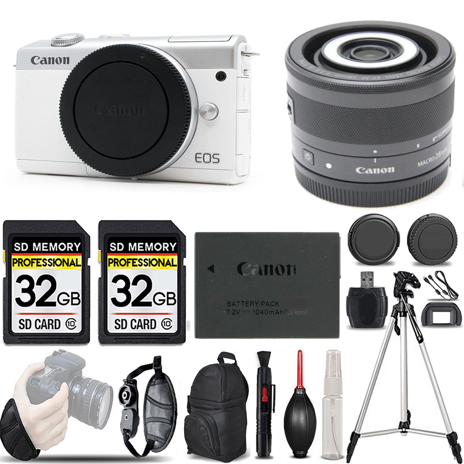 EOS M200  Camera (White) + 28mm f/3.5 Macro IS STM Lens - LOADED KIT *FREE SHIPPING*