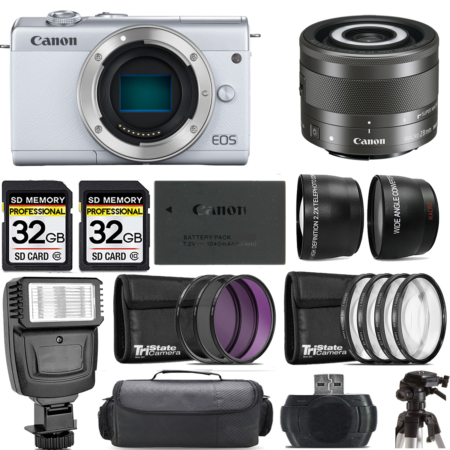 EOS M200  Camera (White) + 28mm f/3.5 Macro IS STM Lens + Flash - Kit *FREE SHIPPING*