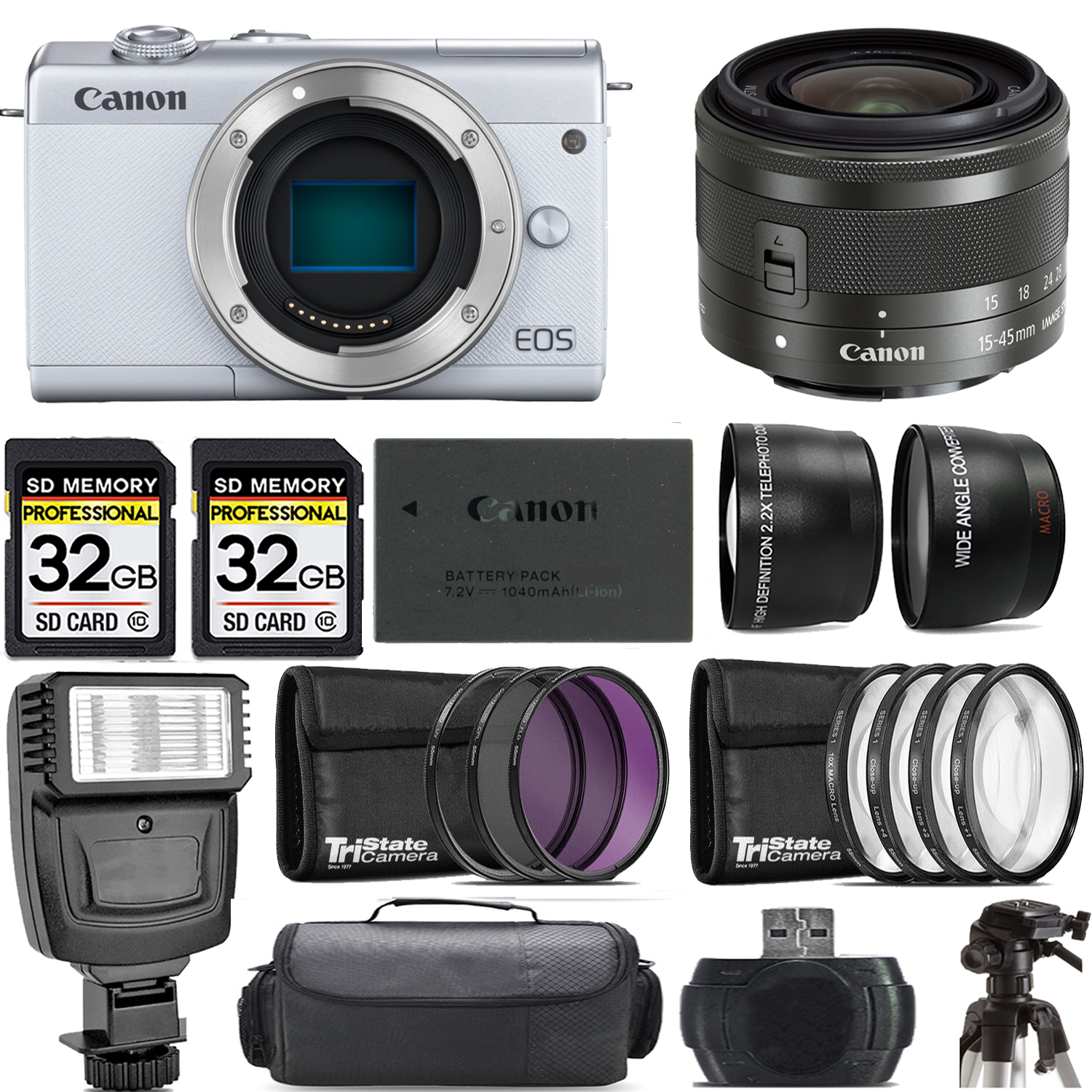 EOS M200  Camera (White) + 15-45mm IS STM Lens (Graphite) + Flash - Kit *FREE SHIPPING*