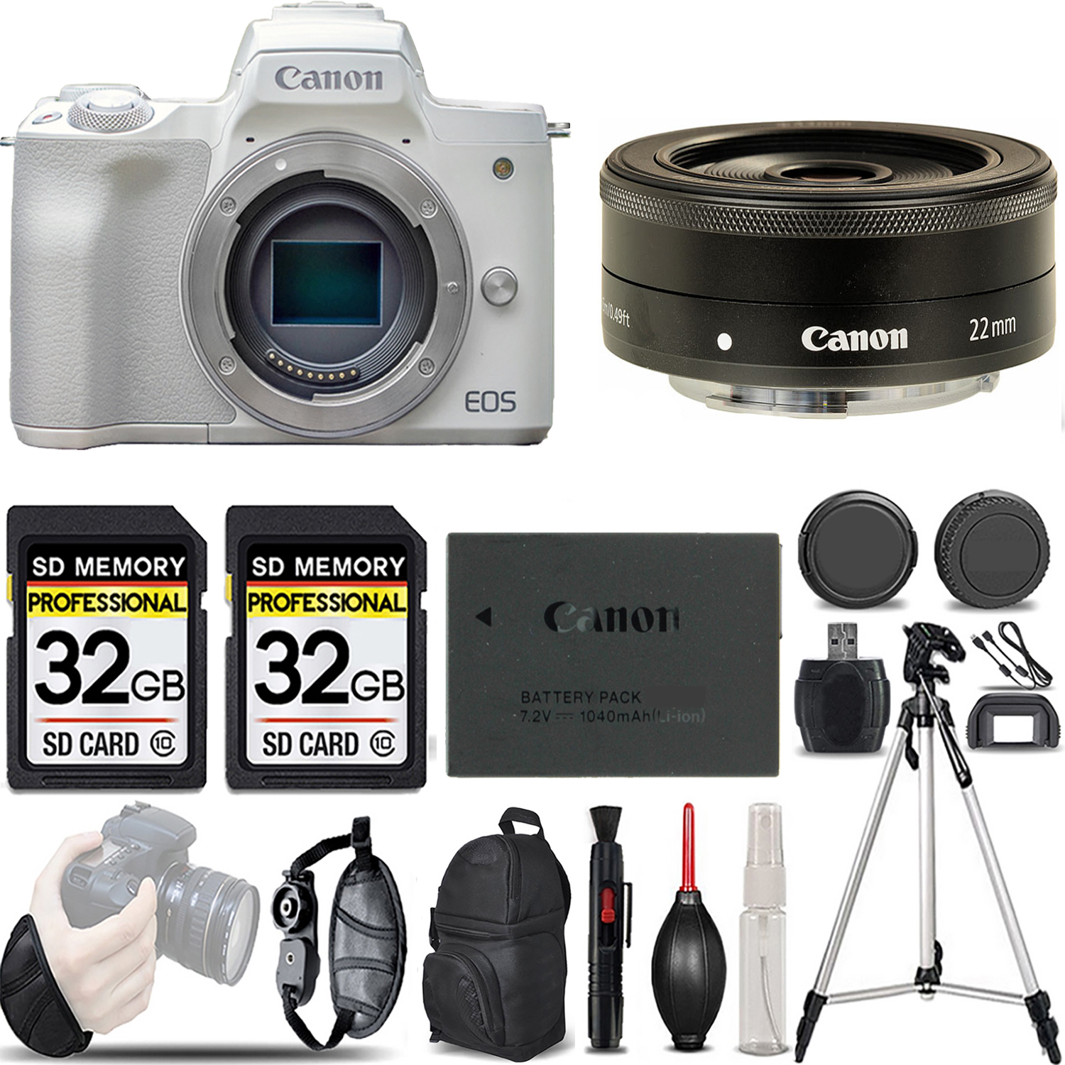 EOS M50 Mark II Camera (White) + 22mm f/2 STM Lens - LOADED KIT *FREE SHIPPING*