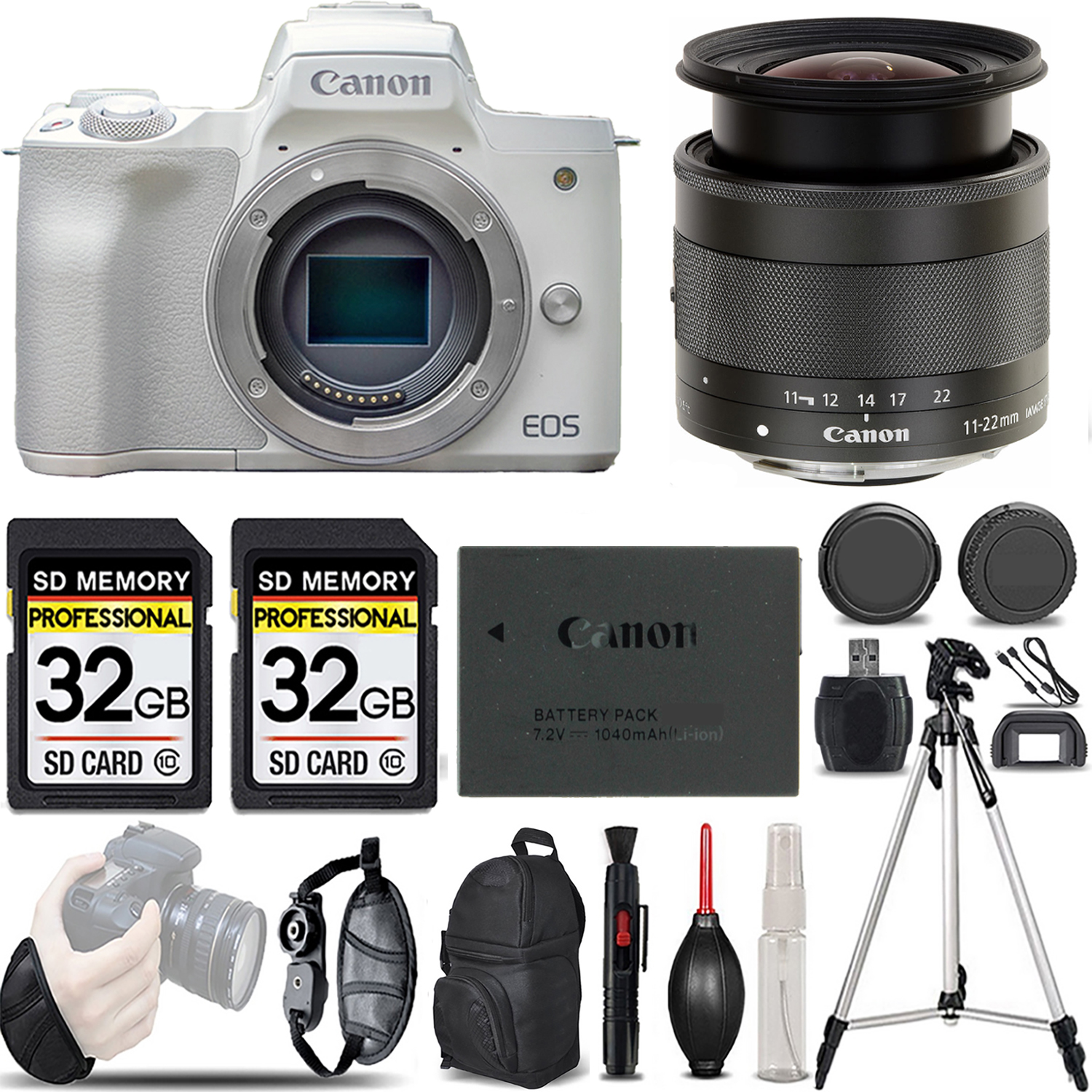 EOS M50 Mark II Camera (White) + 11-22mm f/4-5.6 IS STM Lens - LOADED KIT *FREE SHIPPING*