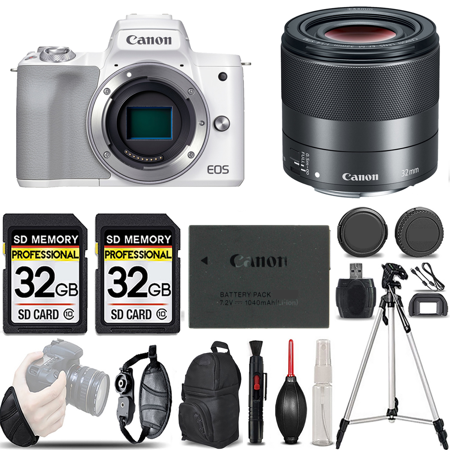 EOS M50 Mark II Camera (White) + 32mm f/1.4 STM Lens - LOADED KIT *FREE SHIPPING*