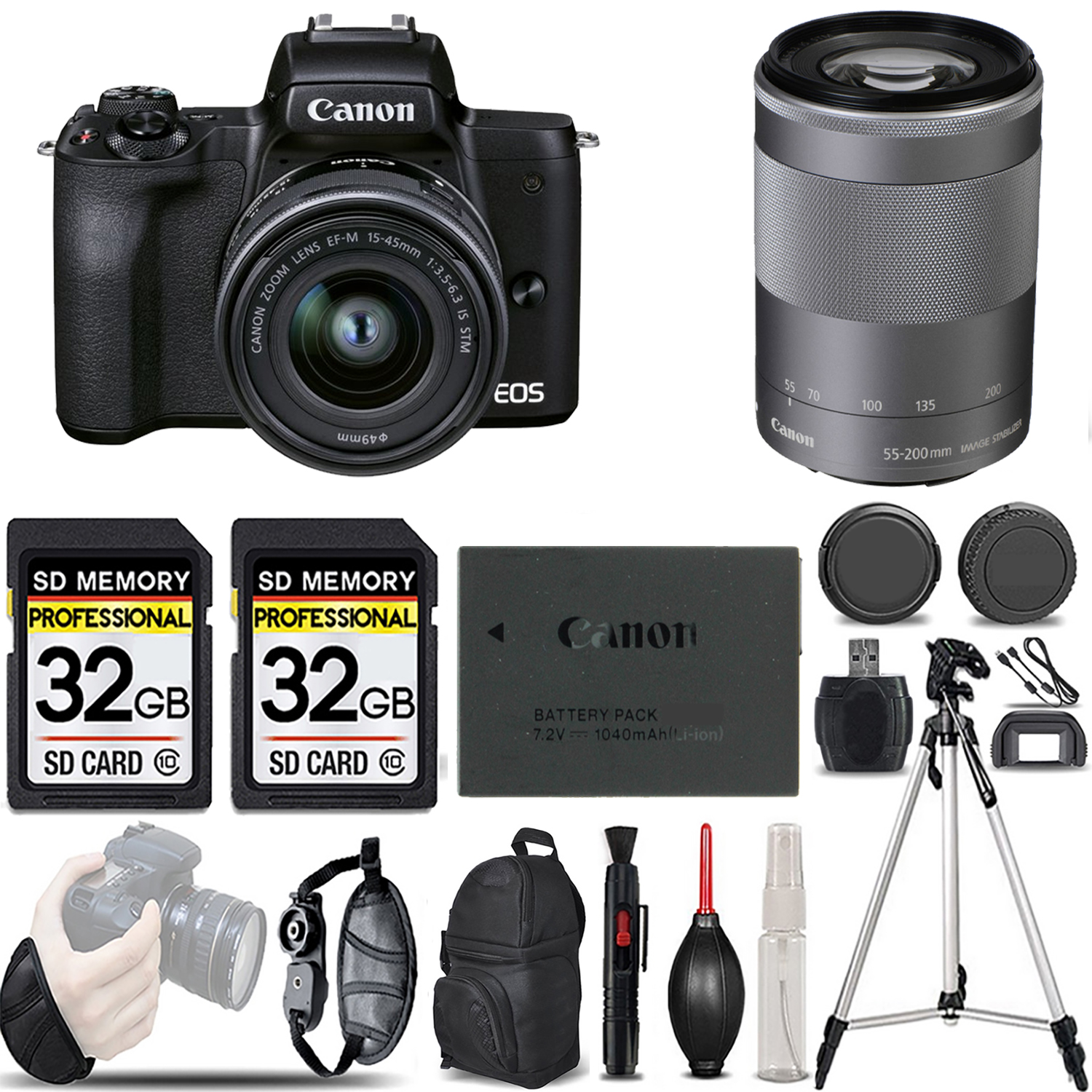 M50 II + 15-45mm Lens (Black) + 55-200mm IS Lens (Silver) - LOADED KIT *FREE SHIPPING*