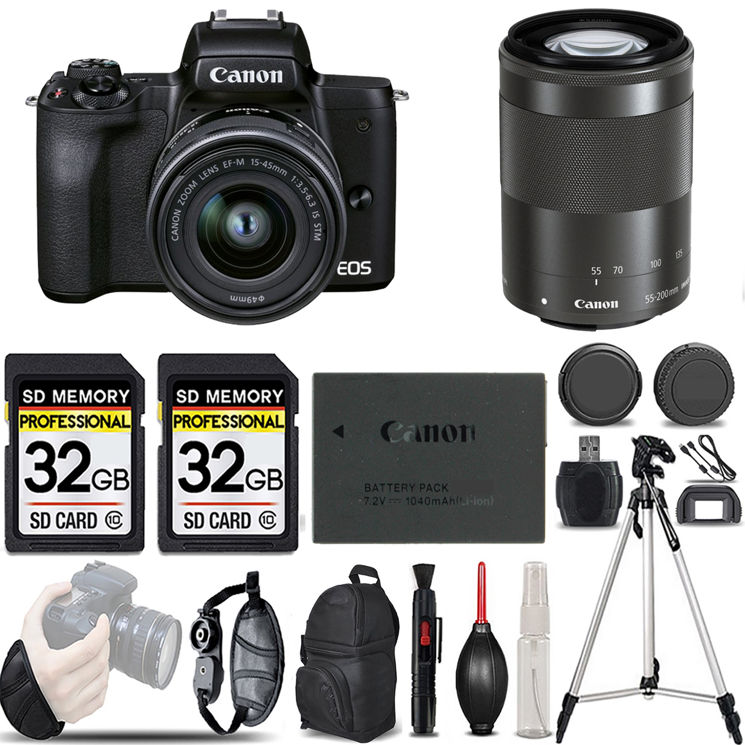 M50 II + 15-45mm Lens (Black) + 55-200mm IS Lens (Black) - LOADED KIT *FREE SHIPPING*
