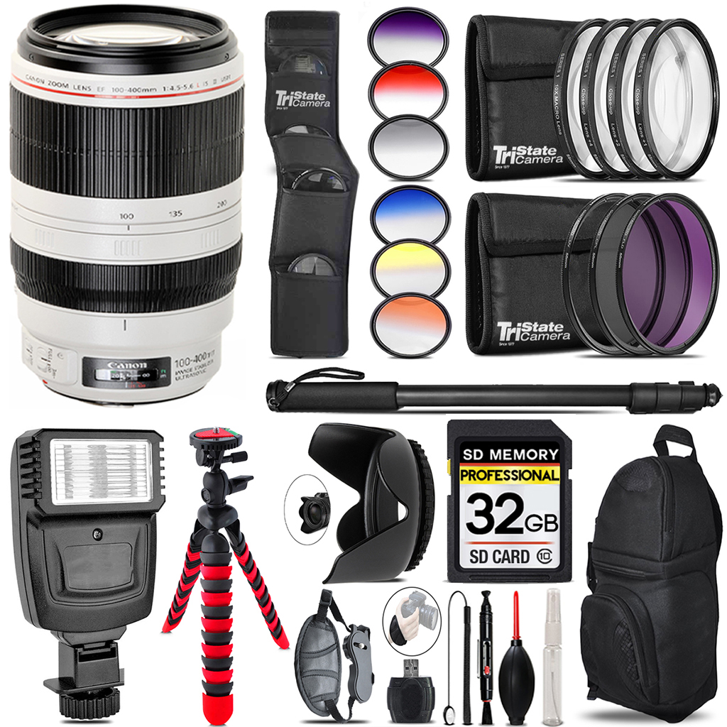 EF 100- 400mm IS II USM Lens + Flash + Color Filter Set - 32GB Accessory Kit (9524B002) *FREE SHIPPING*