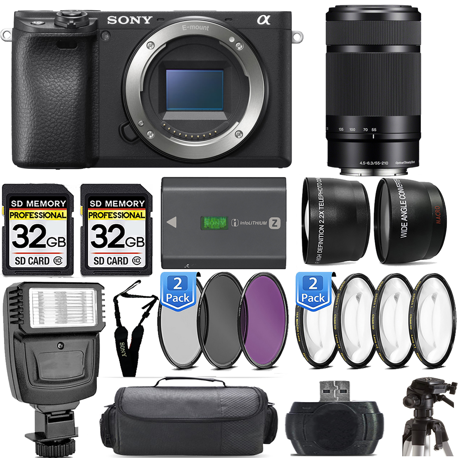 a6400 Mirrorless Camera + 55-210mm f/4.5-6.3 OSS Lens + Flash - Kit (ILCE-6400/B) *FREE SHIPPING*