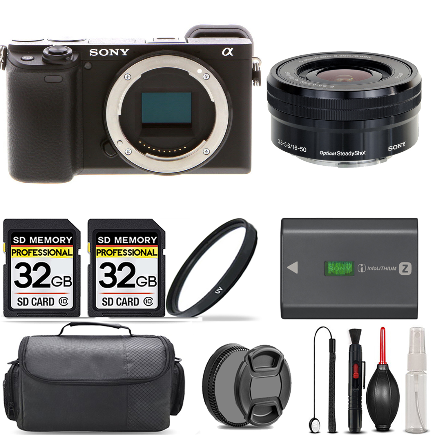 SONY | a6400 Mirrorless Camera + 16-50mm Lens + UV Filter + 64GB +