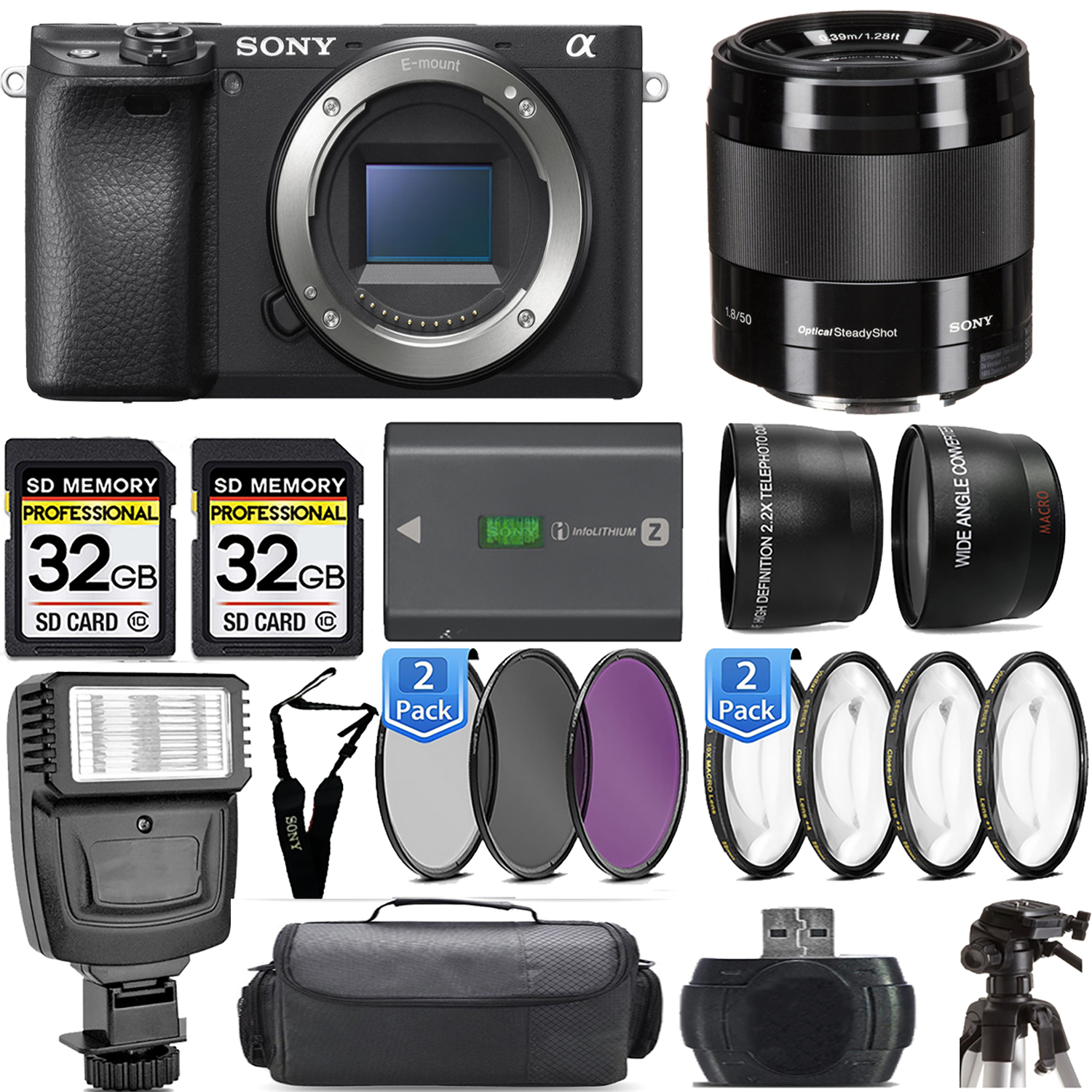 a6400 Mirrorless Camera + 50mm f/1.8 OSS Lens (Black) + Flash - Kit (ILCE-6400/B) *FREE SHIPPING*