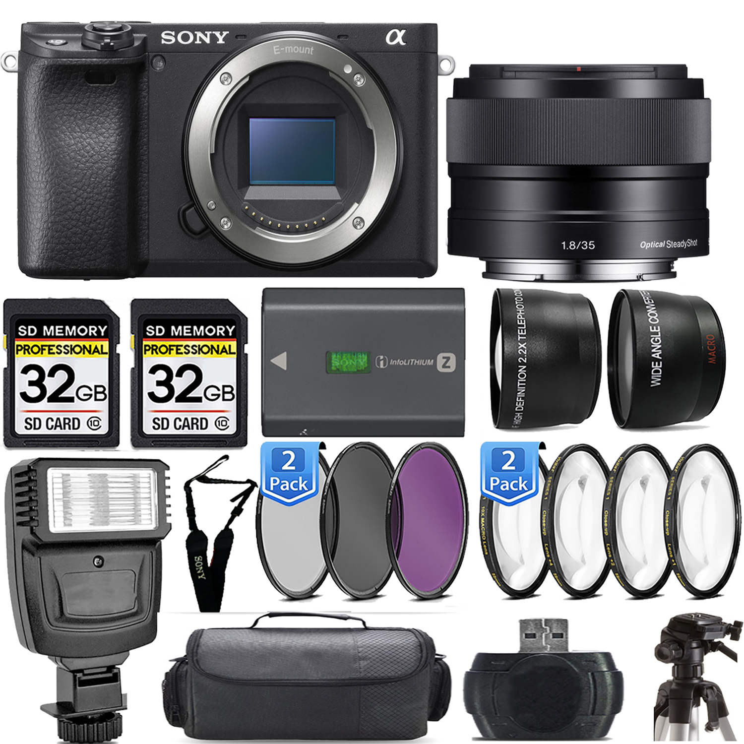 a6400 Mirrorless Camera + 35mm f/1.8 OSS Lens + Flash - Kit (ILCE-6400/B) *FREE SHIPPING*