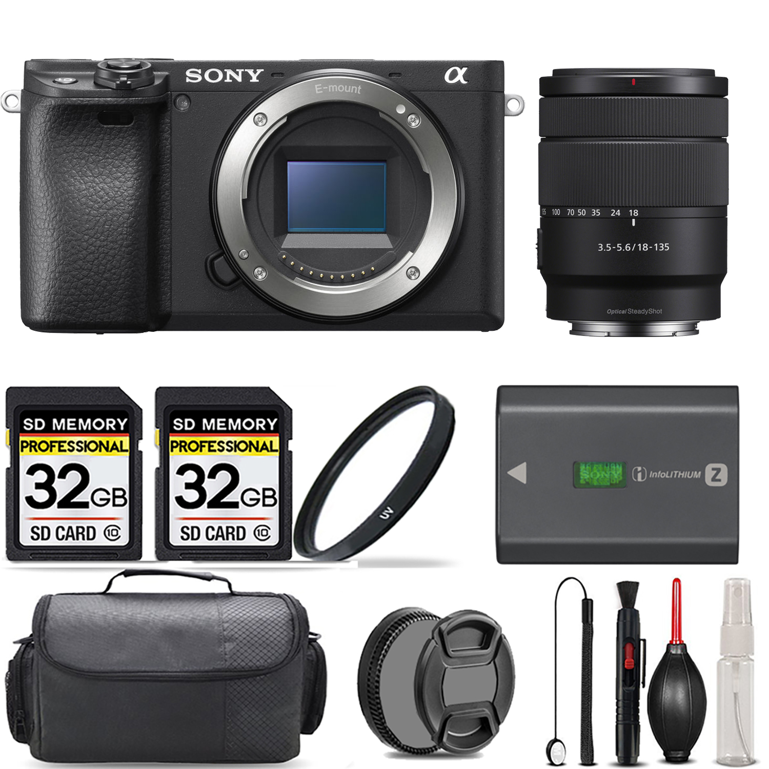 SONY | a6400 Mirrorless Camera + 18-135mm Lens + UV Filter + 64GB