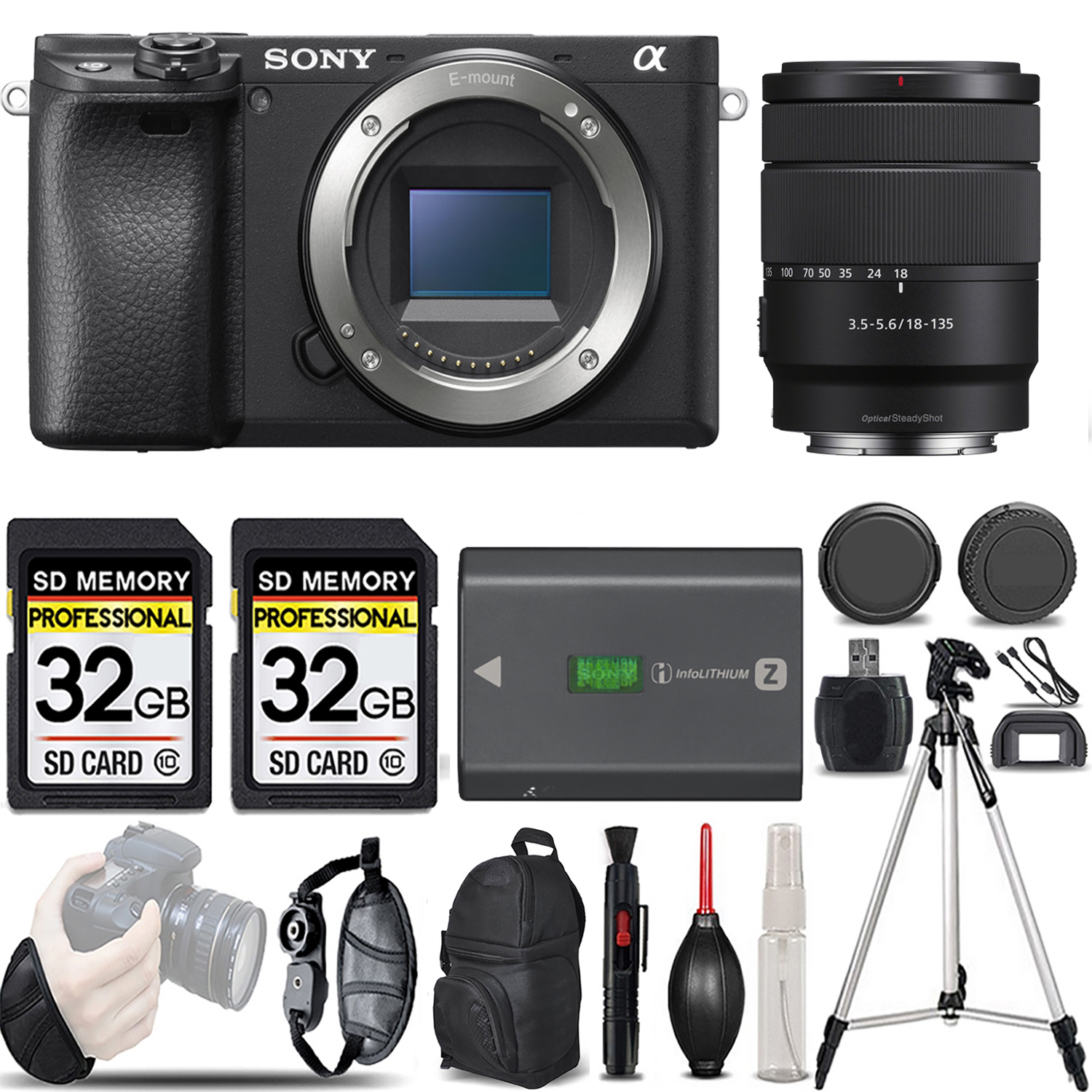 a6400 Mirrorless Camera + 18-135mm f/3.5-5.6 OSS Lens - LOADED KIT (ILCE-6400/B) *FREE SHIPPING*