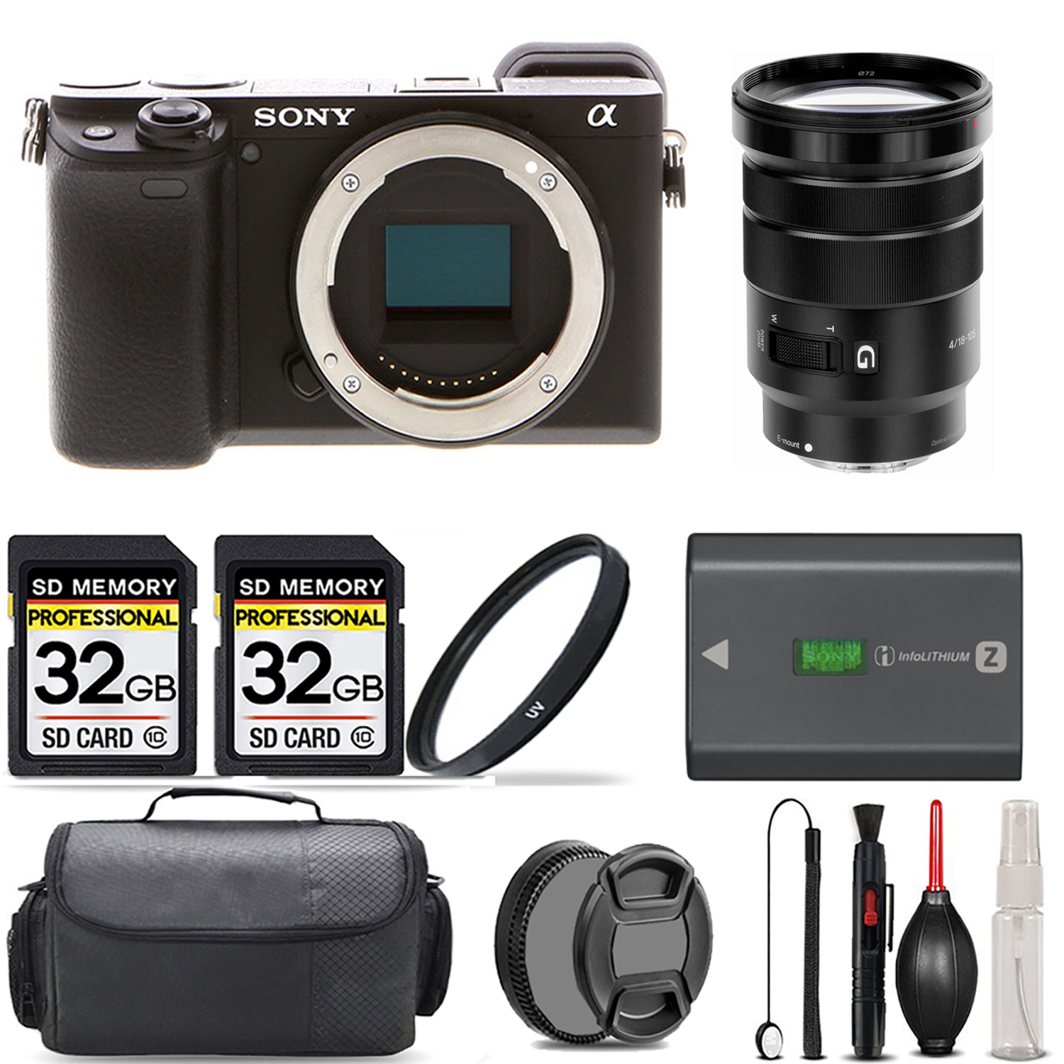 a6400 Mirrorless Camera + 18-105mm Lens + UV Filter + 64GB + Handbag & More! (ILCE-6400/B) *FREE SHIPPING*
