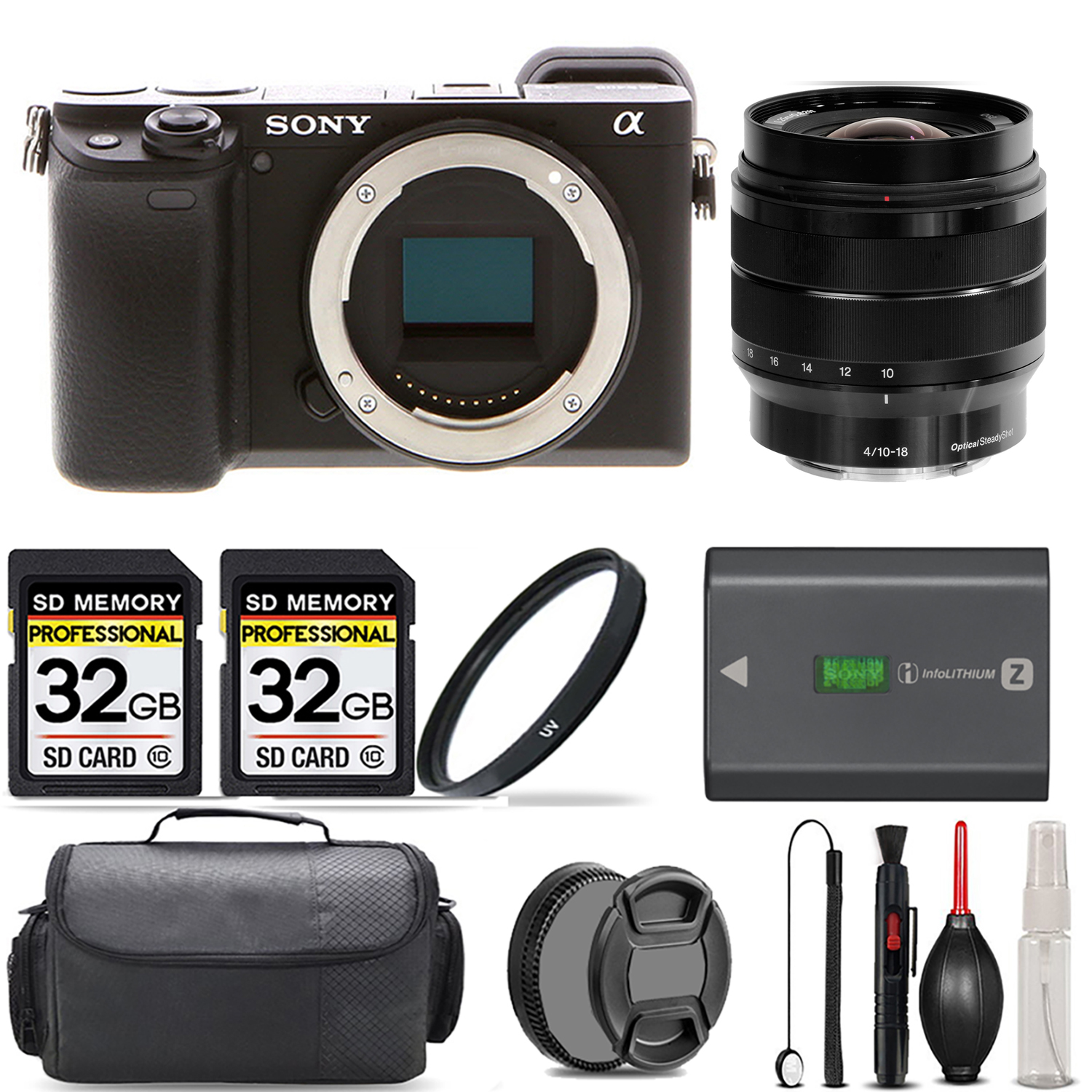 a6400 Mirrorless Camera + 10-18mm Lens + UV Filter + 64GB + Handbag & More! (ILCE-6400/B) *FREE SHIPPING*