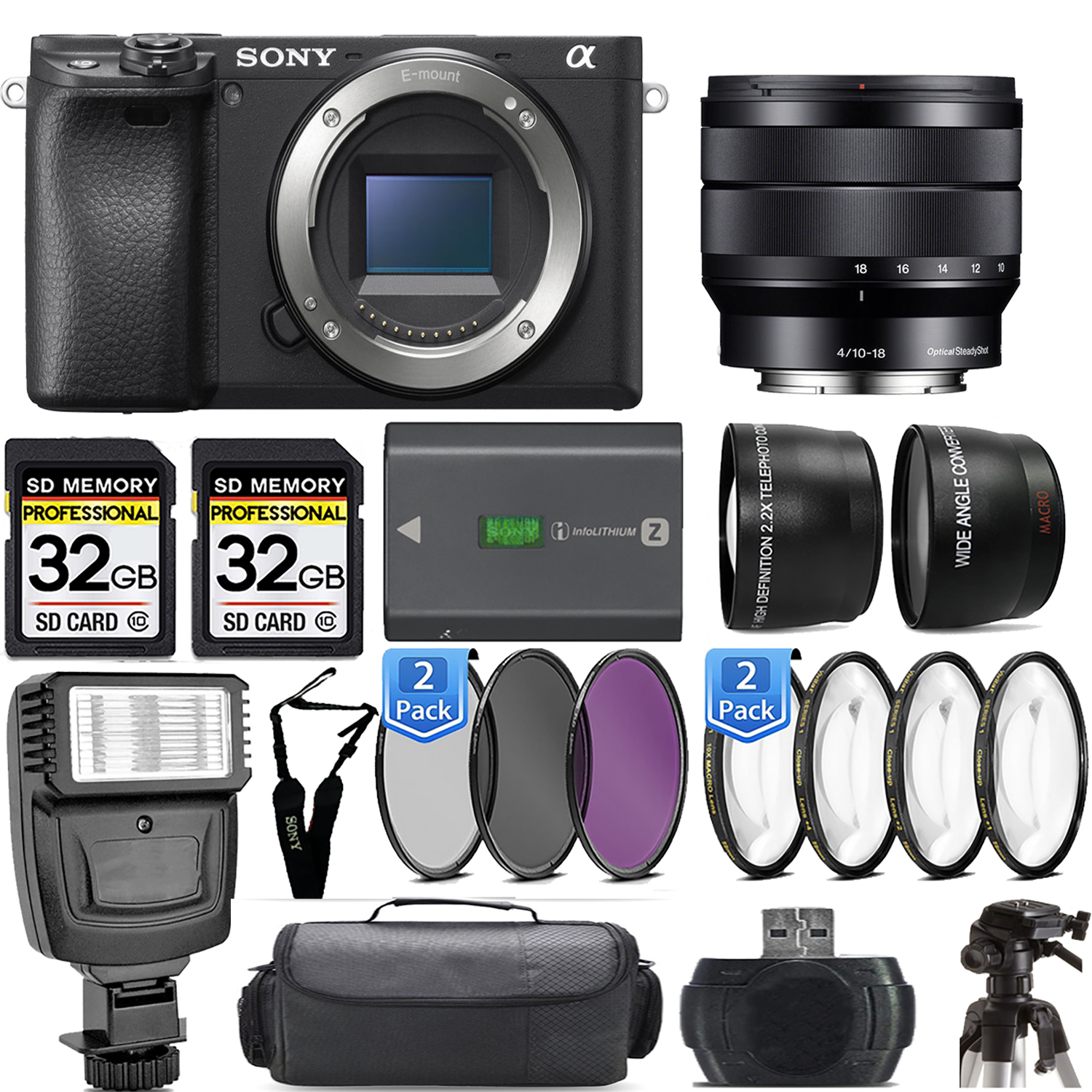 a6400 Mirrorless Camera + 10-18mm f/4 OSS Lens + Flash - Kit (ILCE-6400/B) *FREE SHIPPING*