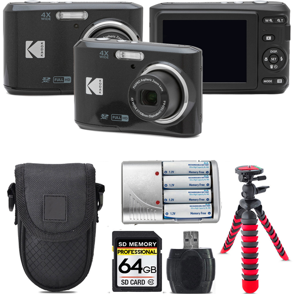 Pixpro FZ45 Camera (Black) + Extra Battery + Tripod + 64GB Kit (FZ45BK) *FREE SHIPPING*