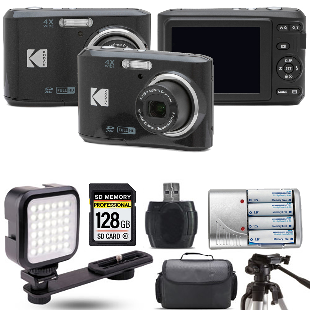 Pixpro FZ45 Camera (Black) + Extra Battery + LED - 128GB Kit *FREE SHIPPING*