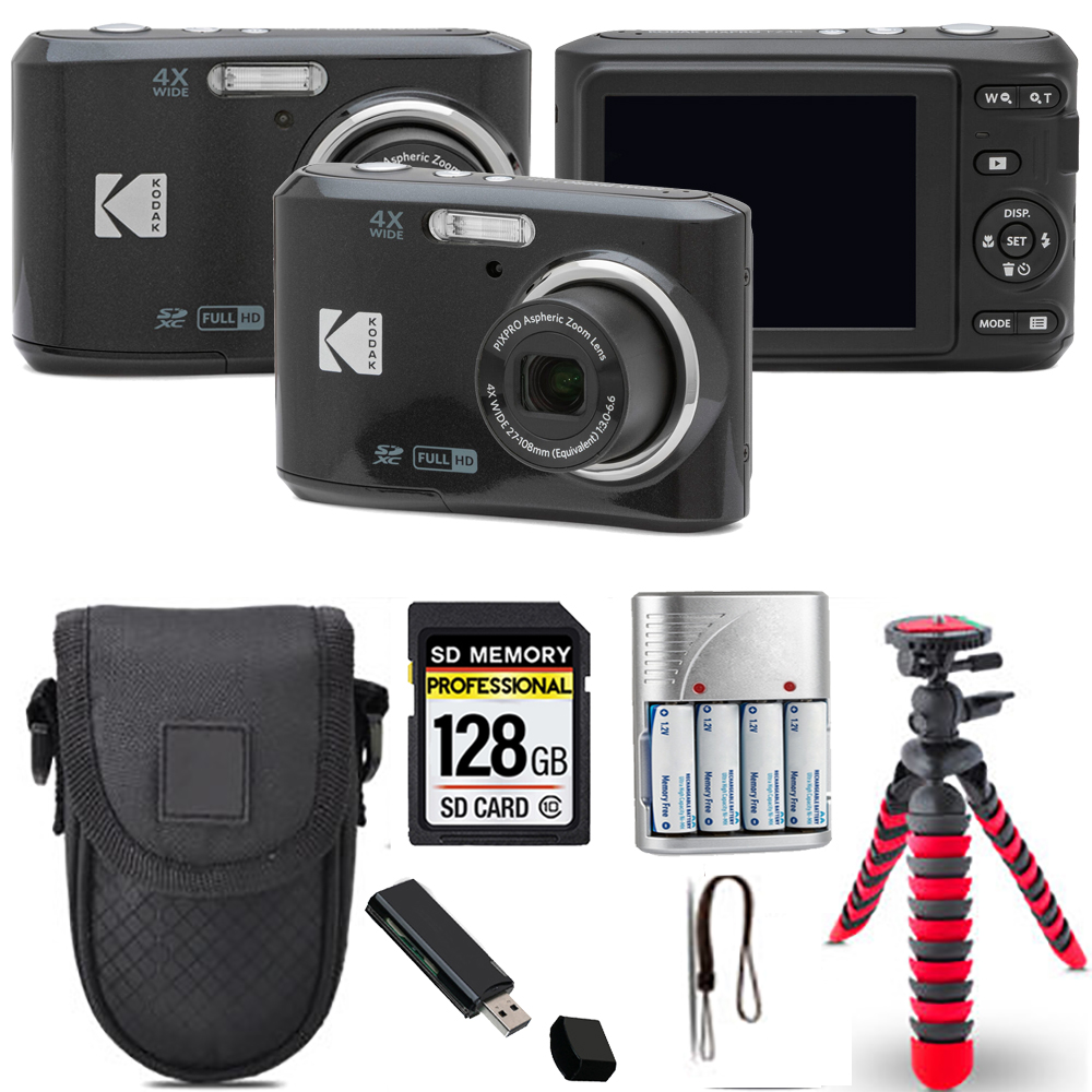 Pixpro FZ45 Camera (Black) + Spider Tripod + Case - 128GB Kit *FREE SHIPPING*