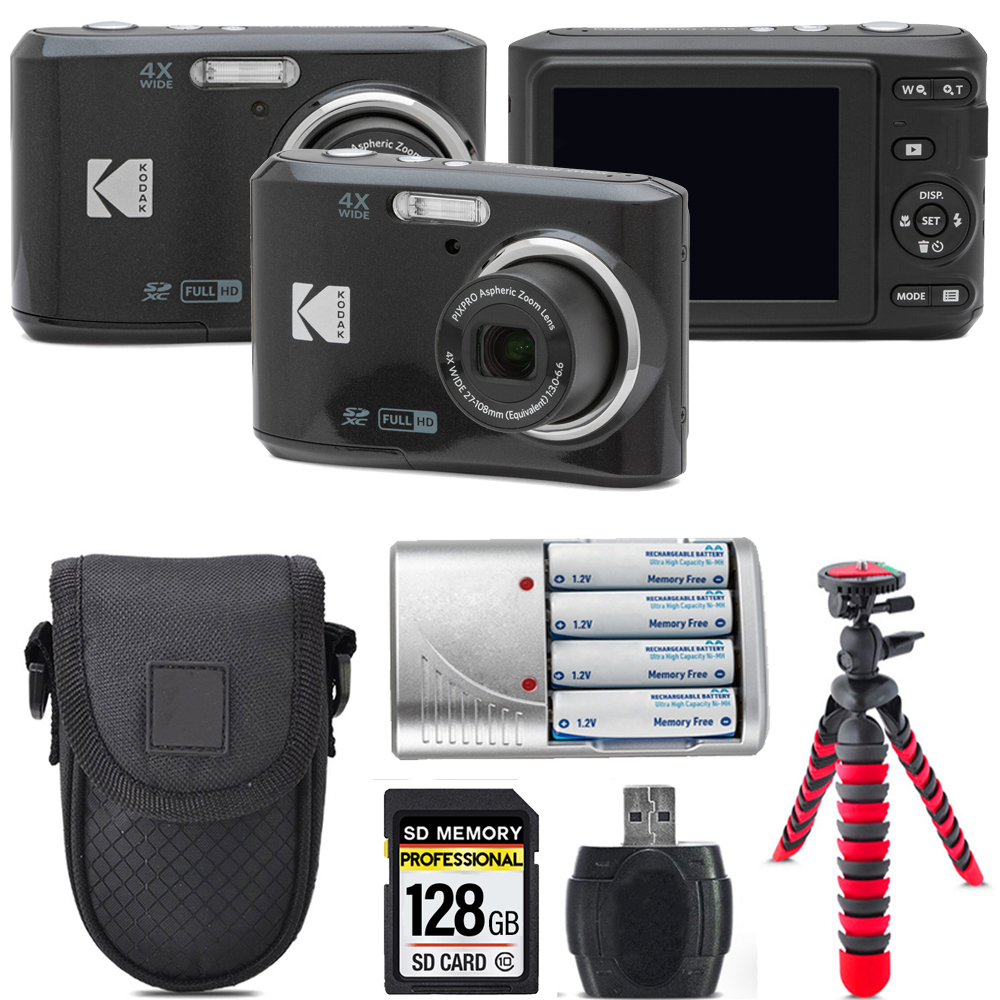 Pixpro FZ45 Camera (Black) + Extra Battery + Tripod + Case - 128GB Kit *FREE SHIPPING*