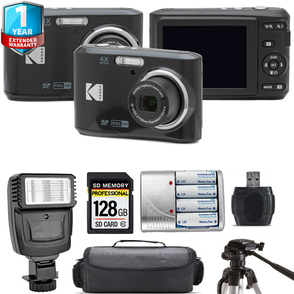 Pixpro FZ45 Camera (Black) + Extra Battery + Flash + 1 Year Extended Warranty *FREE SHIPPING*
