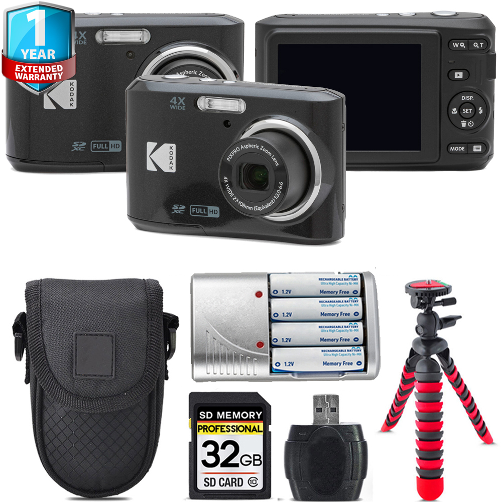 Pixpro FZ45 Camera (Black) + 1 Year Extended Warranty + Tripod + Case - 32GB (FZ45BK) *FREE SHIPPING*