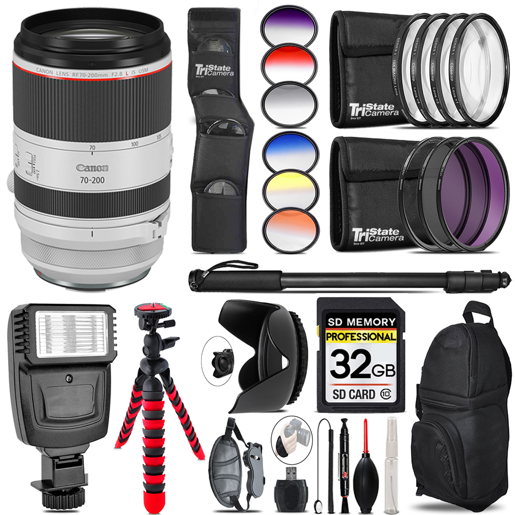 RF 70-200mm IS USM Lens + Flash + Color Filter Set - 32GB Accessory Kit (3792C002) *FREE SHIPPING*