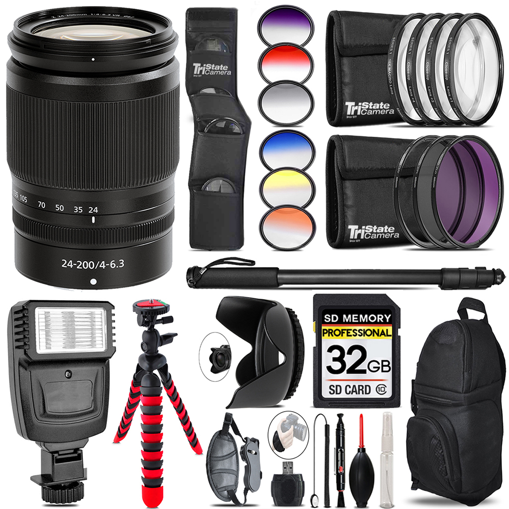 Z 24-200mm f/4-6.3 VR Lens + Flash + Color Filter Set - 32GB Accessory Kit (20092) *FREE SHIPPING*