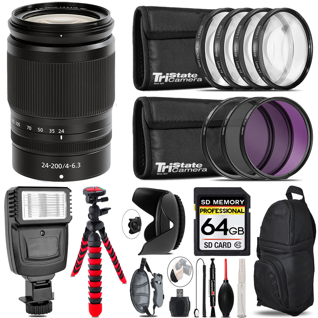 Z 24-200mm f/4-6.3 VR Lens + Flash + Tripod & More - 64GB Accessory Kit (20092) *FREE SHIPPING*