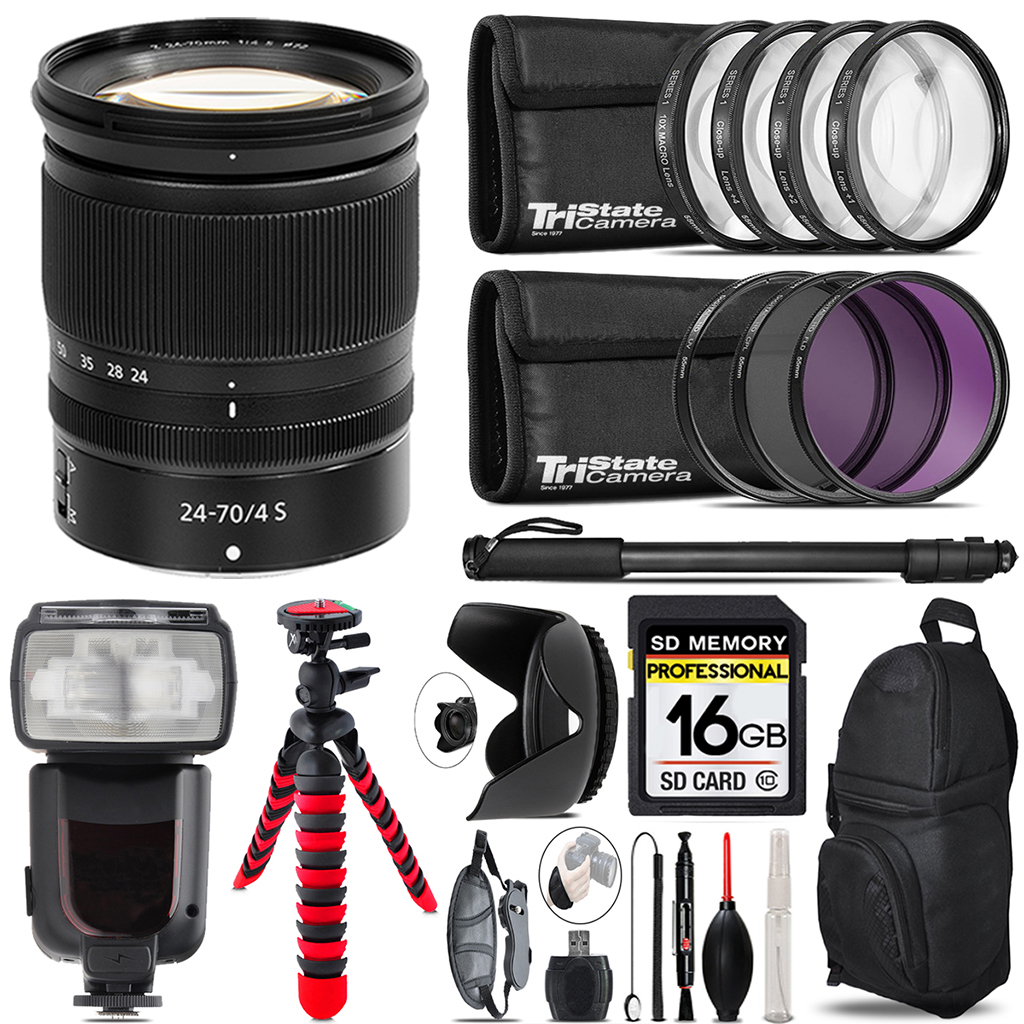NIKKOR Z 24-70mm S Lens + Professional Flash+ 128GB Accessory Kit (20072) *FREE SHIPPING*