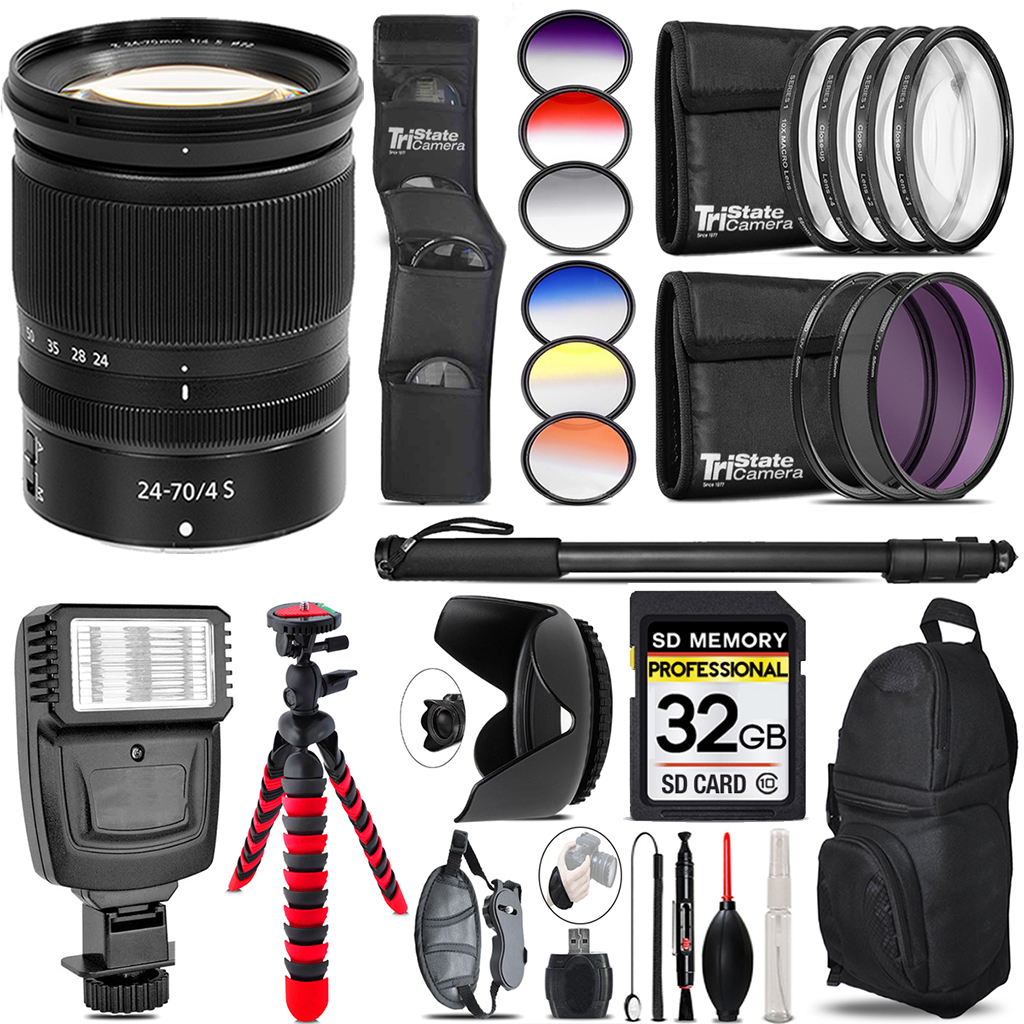 NIKKOR Z 24-70mm S Lens + Flash + Color Filter Set - 32GB Accessory Kit (20072) *FREE SHIPPING*