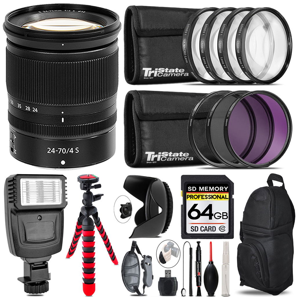 NIKKOR Z 24-70mm S Lens + Flash + Tripod & More - 64GB Accessory Kit (20072) *FREE SHIPPING*