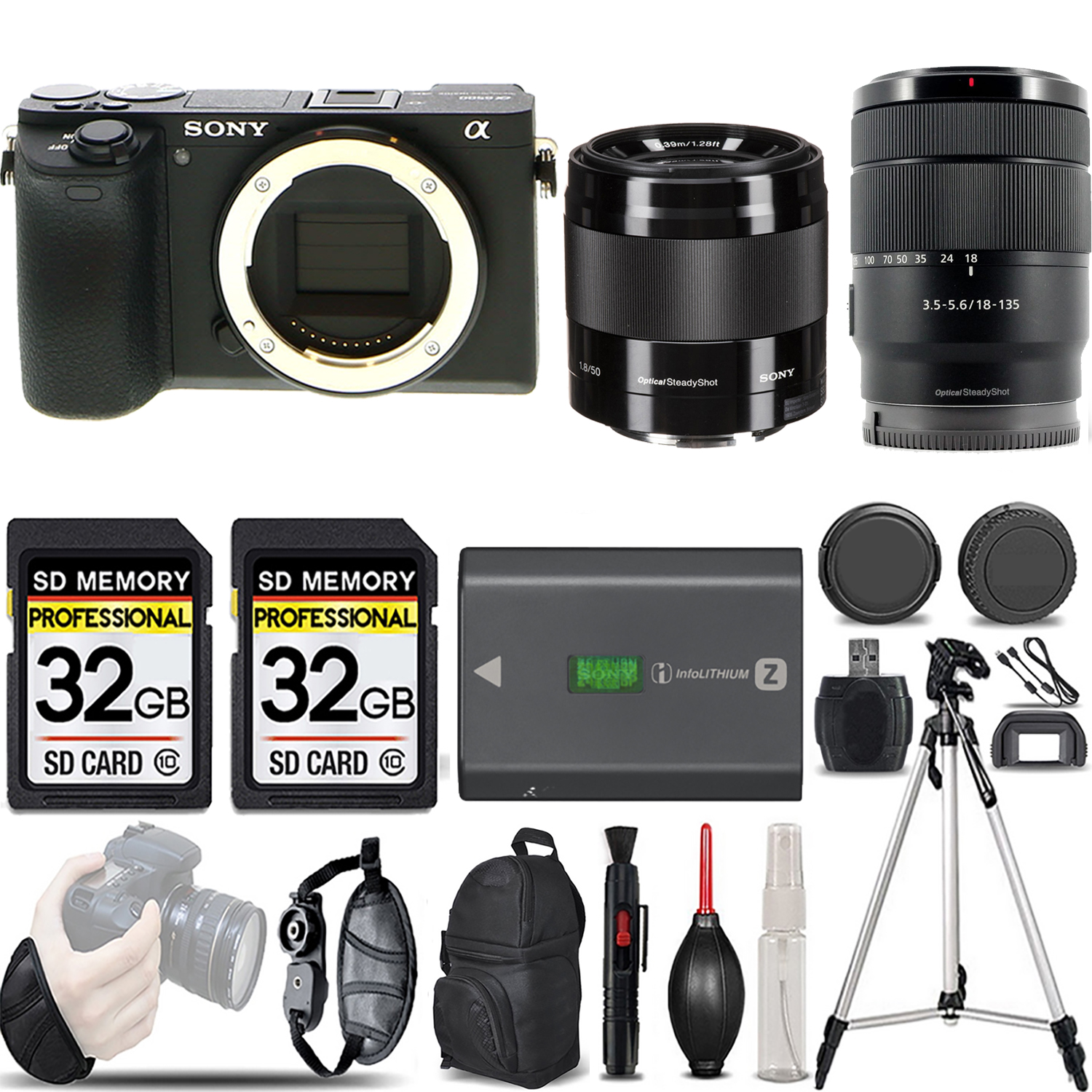 a6600 Camera + 18-135mm Lens + 50mm f/1.8 OSS Lens (Black) - LOADED KIT (ILCE6600/B) *FREE SHIPPING*