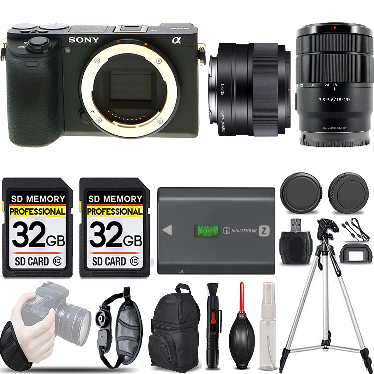 a6600 Camera + 18-135mm Lens + 35mm f/1.8 OSS Lens - LOADED KIT (ILCE6600/B) *FREE SHIPPING*