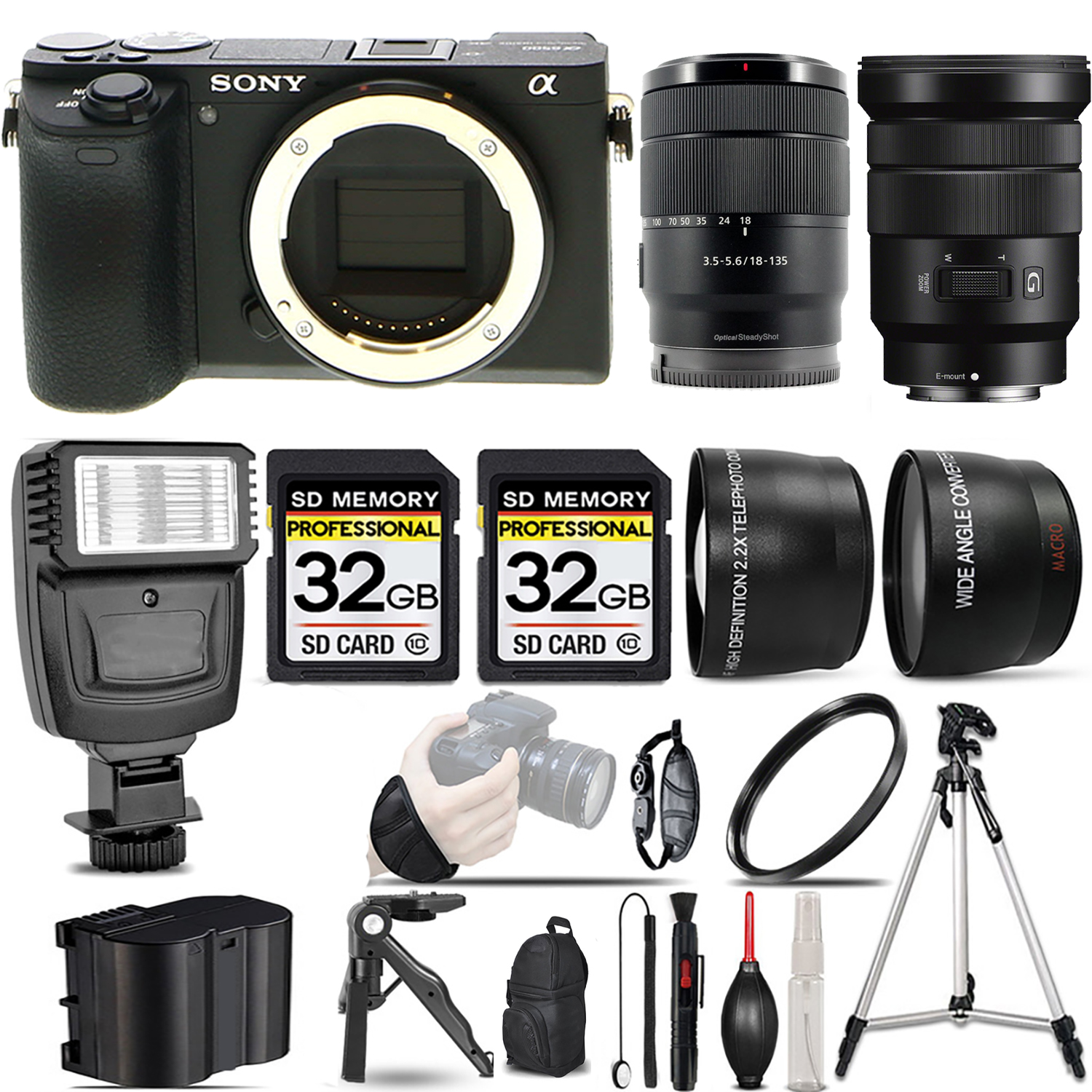 a6600 Camera + 18-135mm Lens + 18-105mm f/4 G OSS Lens + Flash + 64GB - Kit (ILCE6600/B) *FREE SHIPPING*