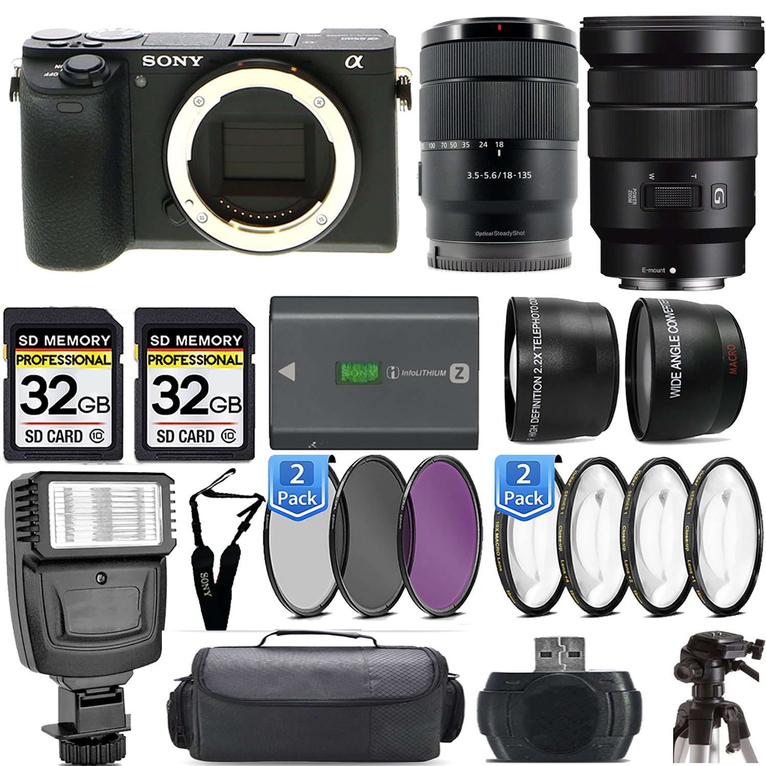 a6600 Camera + 18-135mm Lens + 18-105mm f/4 G OSS Lens + Flash - Kit (ILCE6600/B) *FREE SHIPPING*