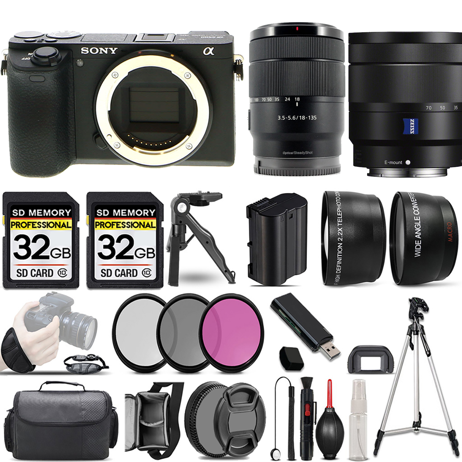 a6600 Camera + 18-135mm Lens + 16-70mm f/4 ZA OSS Lens + 3 Piece Filter Set + 64GB (ILCE6600/B) *FREE SHIPPING*