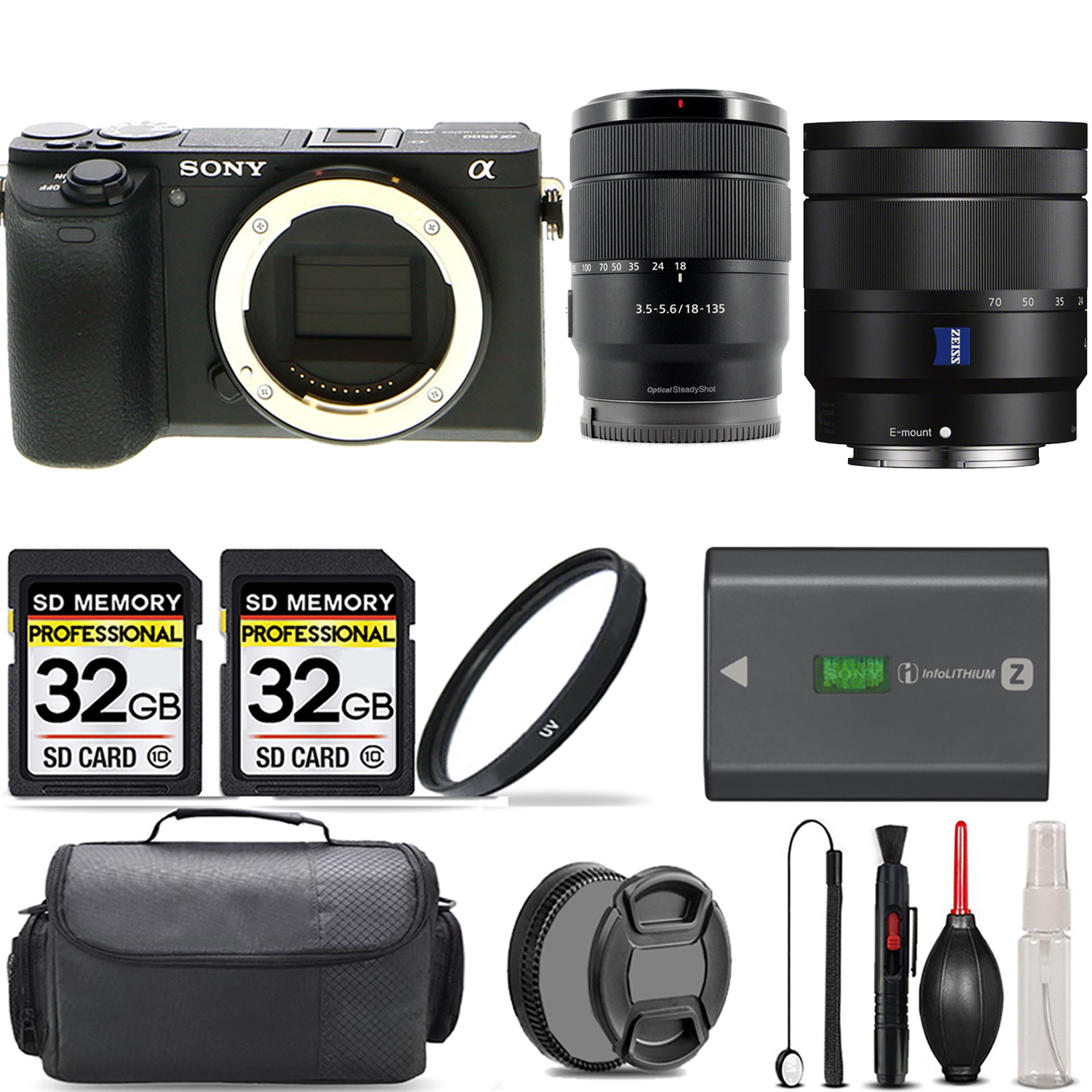 a6600 Camera + 18-135mm Lens + 16-70mm Lens + UV Filter + 64GB + Bag & More! (ILCE6600/B) *FREE SHIPPING*