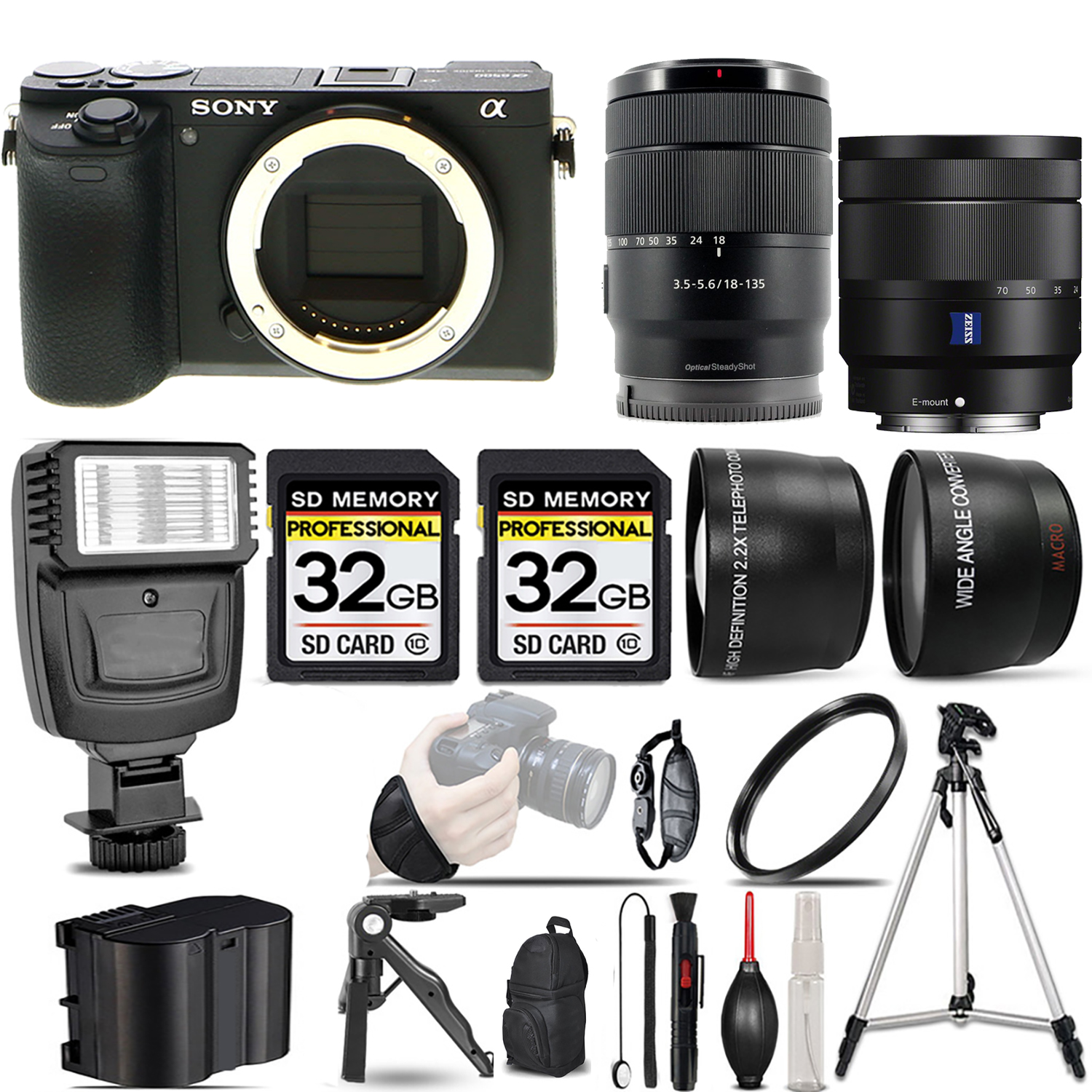 a6600 Camera + 18-135mm Lens + 16-70mm f/4 ZA OSS Lens + Flash + 64GB - Kit (ILCE6600/B) *FREE SHIPPING*