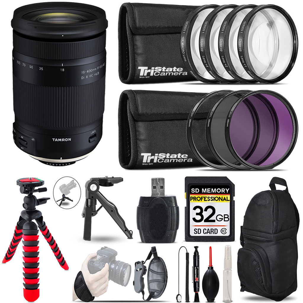 18-400mm F/3.5-6.3 DI-II VC HLD Zoom Lens (Canon) + Macro, UV-CPL-FLD Filter - 32GB Accessory Kit (AFB028C-700) *FREE SHIPPING*