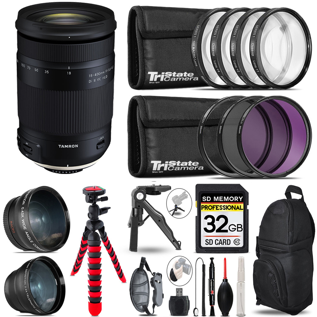 18-400mm F/3.5-6.3 DI-II VC HLD Zoom Lens (Canon) - 3 Lens Kit + Tripod + Backpack - 32GB Kit (AFB028C-700) *FREE SHIPPING*