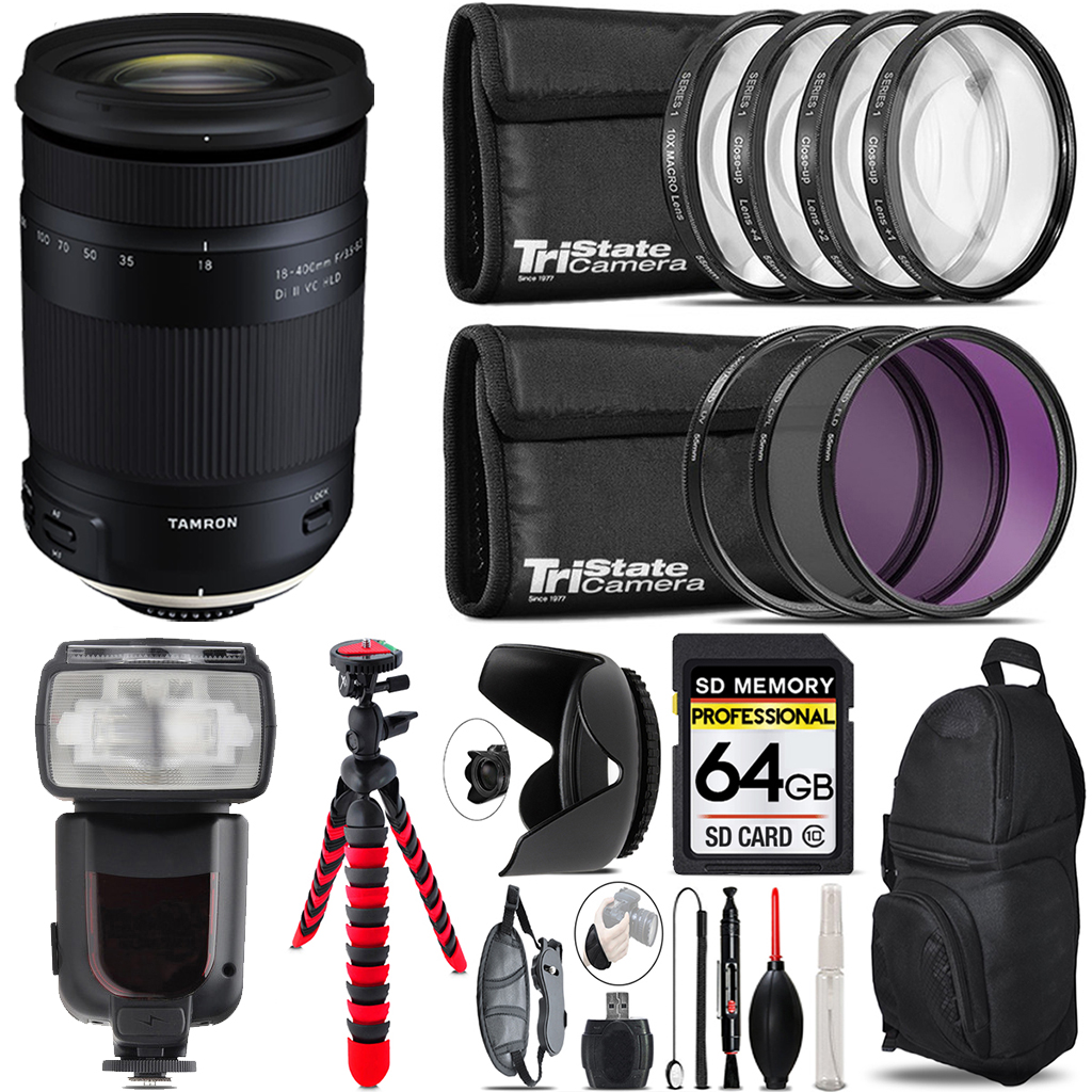 18-400mm F/3.5-6.3 DI-II VC HLD Zoom Lens (Canon) + Speedlight & More - 64GB Kit (AFB028C-700) *FREE SHIPPING*