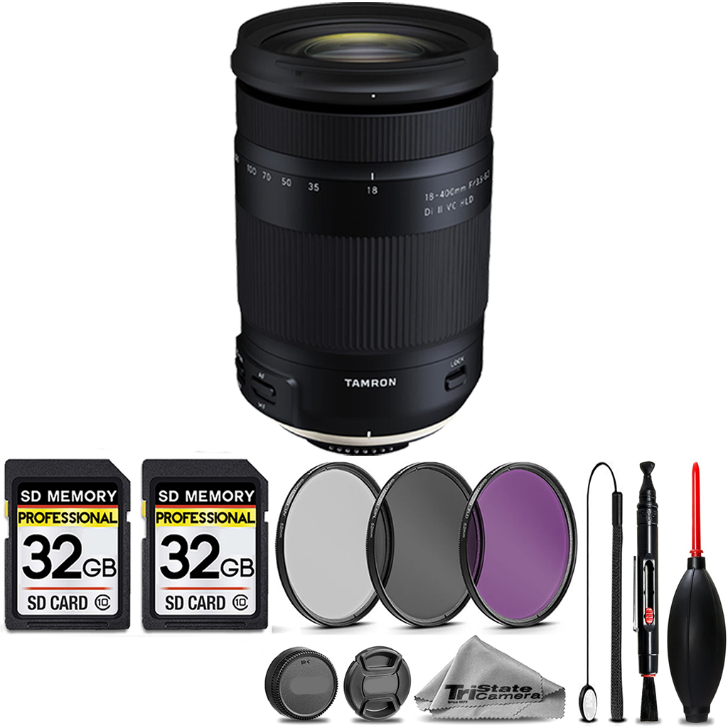18-400mm F/3.5-6.3 DI-II VC HLD Zoom Lens (Canon) + 3 Piece Filter Set + 64GB STORAGE BUNDLE KIT (AFB028C-700) *FREE SHIPPING*
