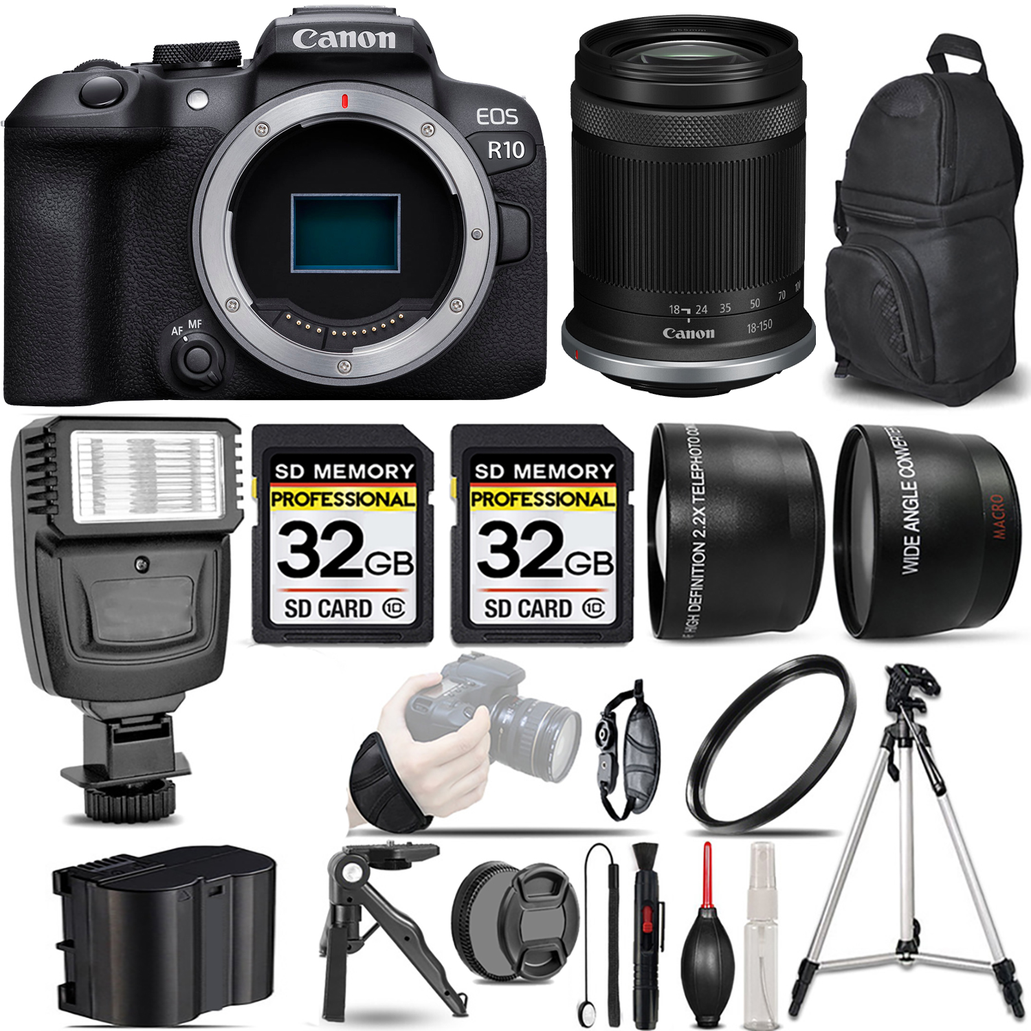 EOS R10 Camera + 18-150mm Lens + Flash + 64GB - Mega Kit *FREE SHIPPING*
