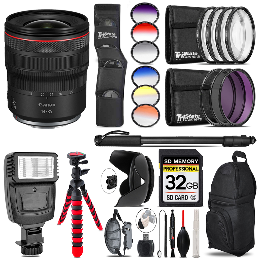 RF 14- 35mm f/4 L IS USM Lens + Flash +Color Filter Set - 32GB Accessory Kit *FREE SHIPPING*